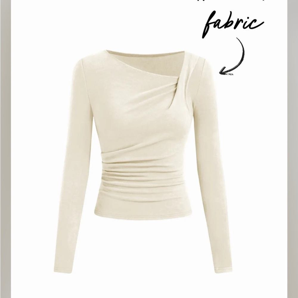 Cider Cream Asymmetrical Long Sleeve Top